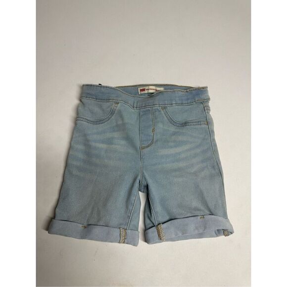 Levi's Girlfriend Midi Pull On Shorts Size Girl's Adjustable Size 5-6Y Sky Blue - Picture 1 of 8